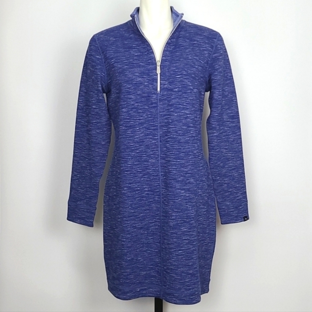 Tommy Bahama Reversible Heathered Blue Stretch Mid Zip Cotton Blend Size Small